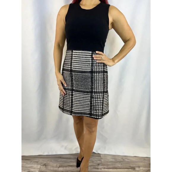 Theory Black White Tweed Wool Blend Sheath Dress $495 - Picture 2 of 14